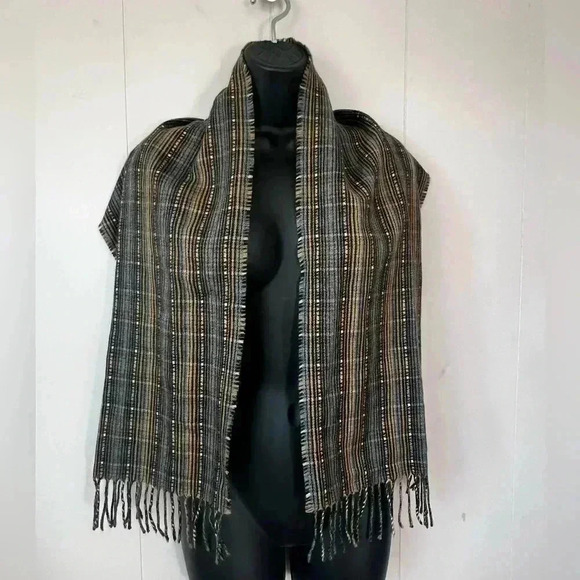 Men's (Unisex) 100% Wool Perry Ellis Plaid Scarf - Picture 1 of 3